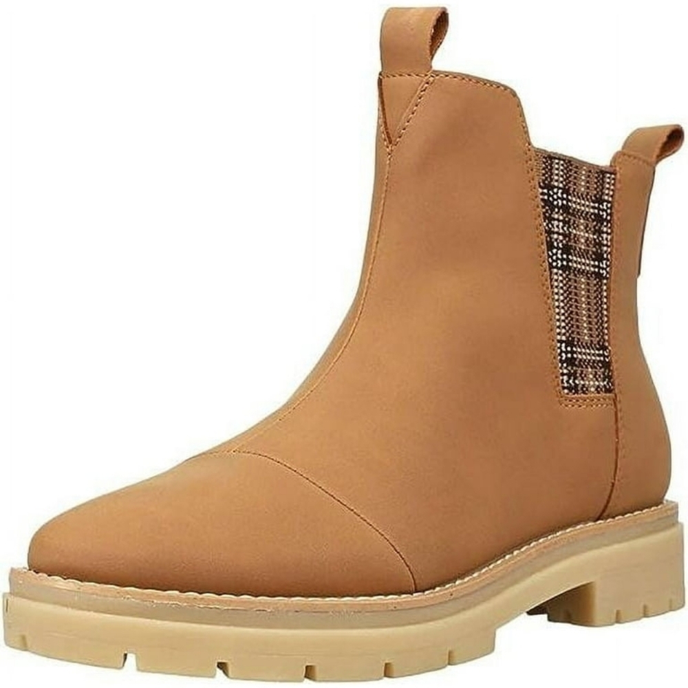 Toms Skylar Tof Synth Nubuck/Tar Pull On Lugged Sole Ankle Boots Tan Sz 7.5 - Picture 2 of 7